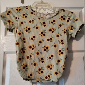 Sunflower Print Girls Top